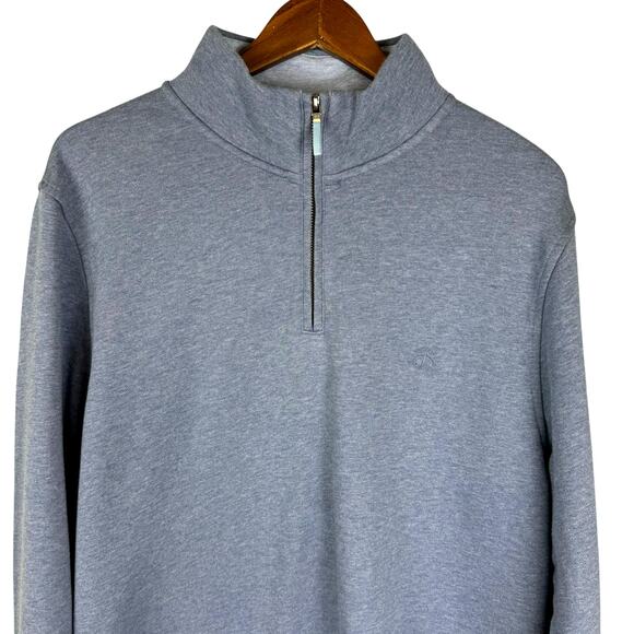 Brooks Brothers Blue Long Sleeve Quarter Zip 100% Cotton Pullover Sweater - Picture 3 of 7
